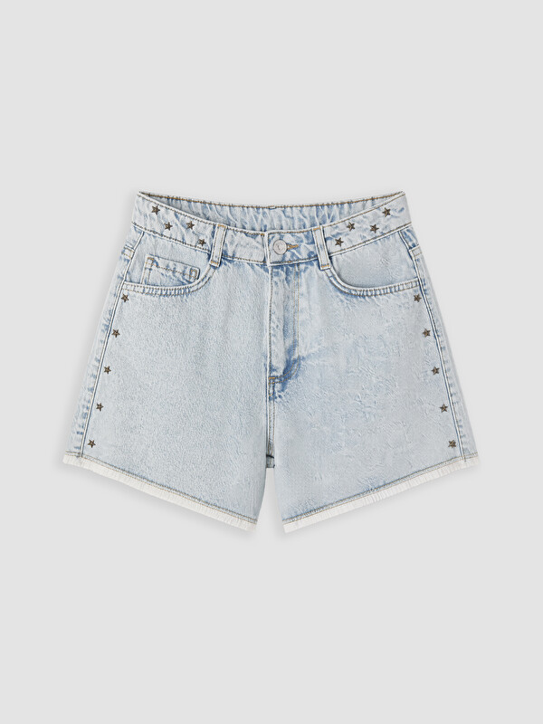 LCW Kids Yıldız Aplikeli Kız Çocuk Jean Şort