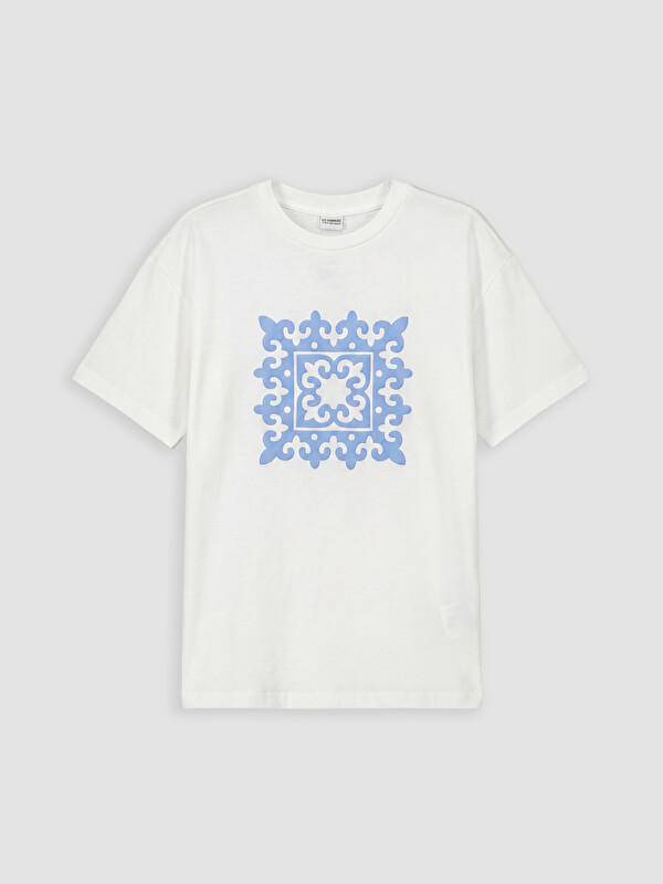 LCW Kids Bisiklet Yaka Baskılı Kız Çocuk Tişört