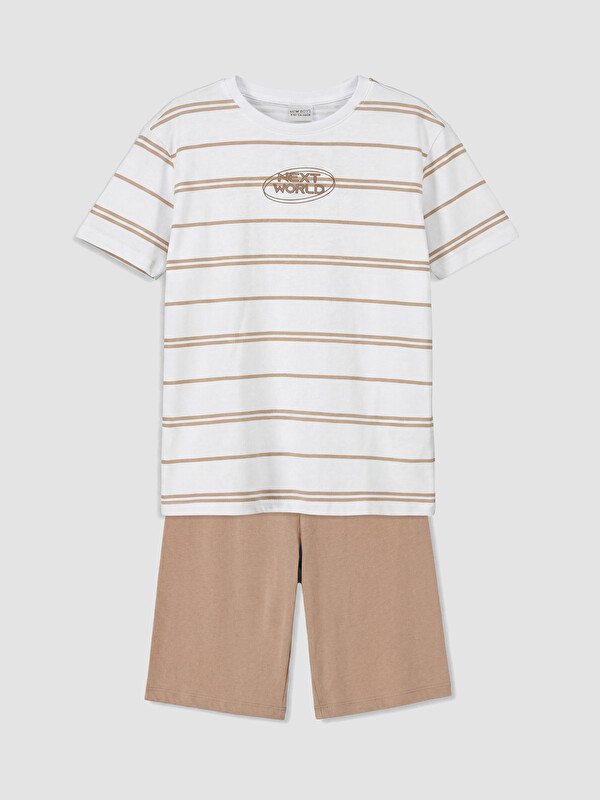 LCW Kids Bisiklet Yaka Erkek Çocuk Şortlu Pijama Takımı