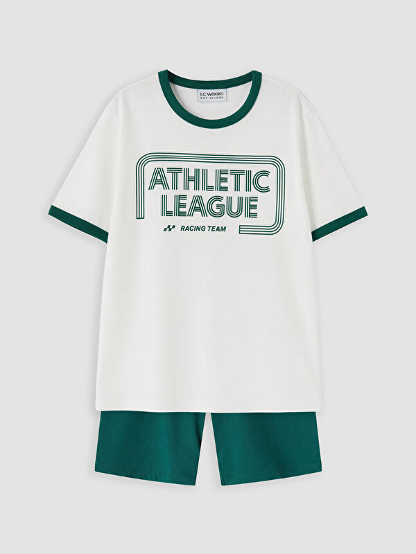 LCW Kids Bisiklet Yaka Erkek Çocuk Şortlu Pijama Takımı
