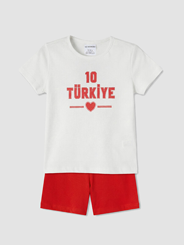 LCW Kids Türkiye Baskılı Kız Çocuk Şortlu Pijama Takımı