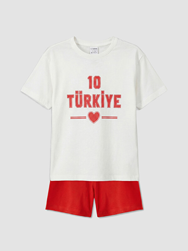 LCW Kids Türkiye Baskılı Kız Çocuk Şortlu Pijama Takımı