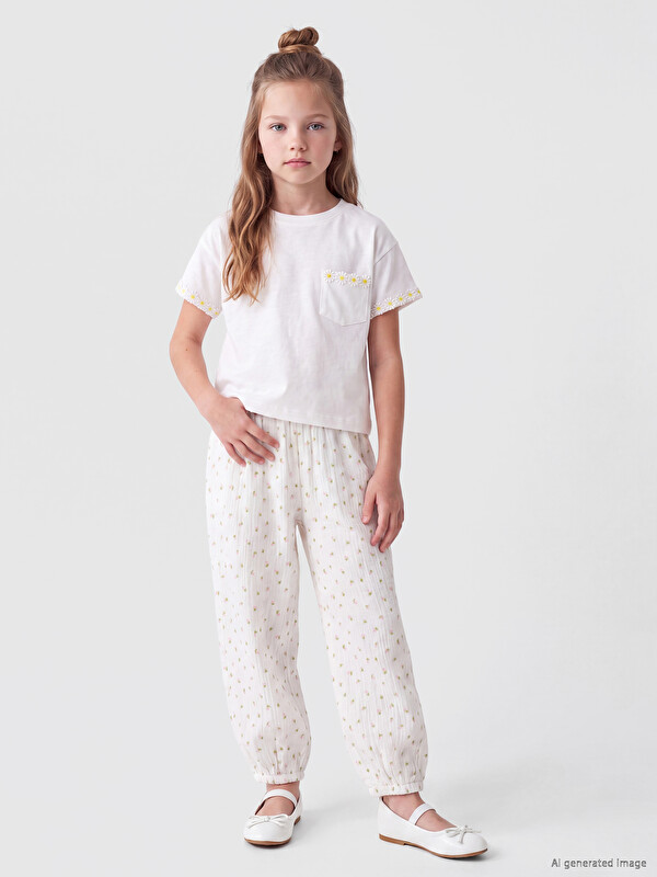 LCW Kids Balloon Fit Kız Çocuk Müslin Pantolon