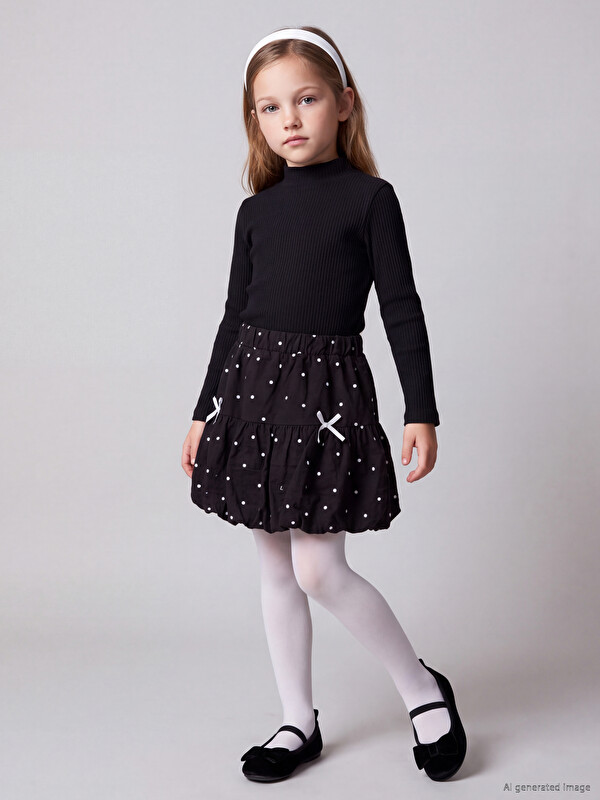 LCW Kids Elastic Waist Polka Dot Girls' Balloon Skirt
