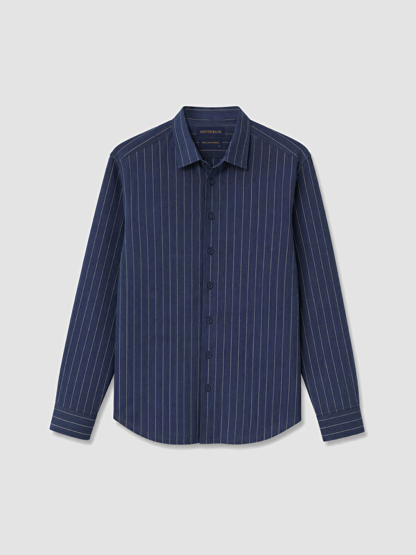 SOUTHBLUE Regular Fit Çizgili %100 Keten Erkek Gömlek