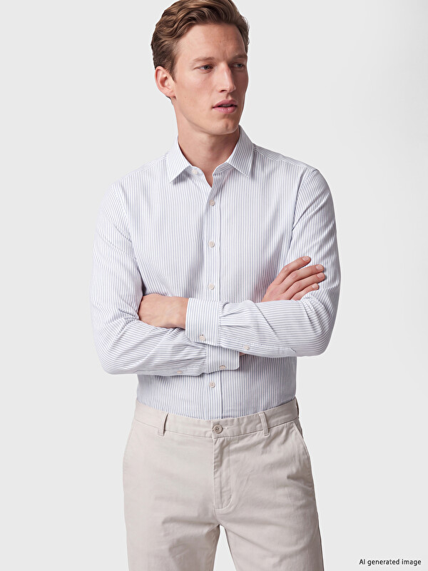 SOUTHBLUE Regular Fit Çizgili %100 Keten Erkek Gömlek