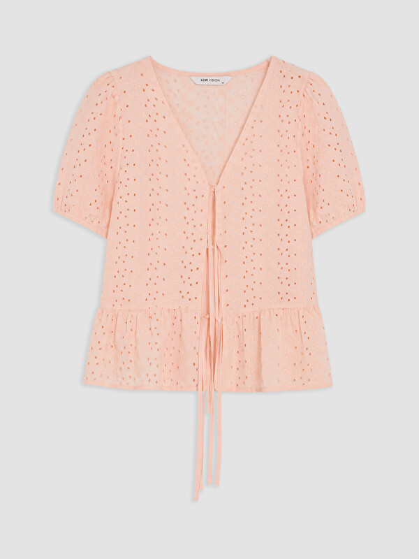 LCW Vision Brode Bağlamalı Peplum Bluz
