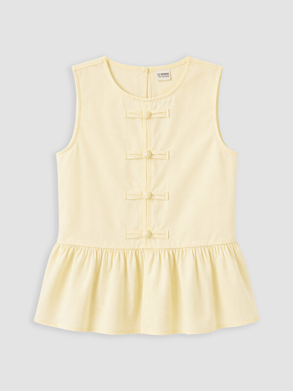 LCW Kids Düğme Detaylı Kız Çocuk Peplum Gömlek