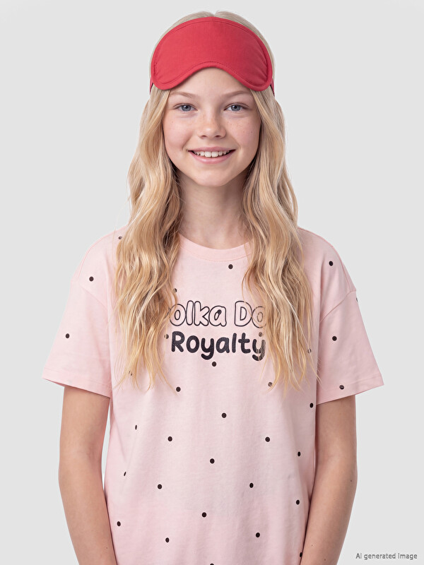 LCW Kids Polka Dot Crew Neck Girls' Nightdress