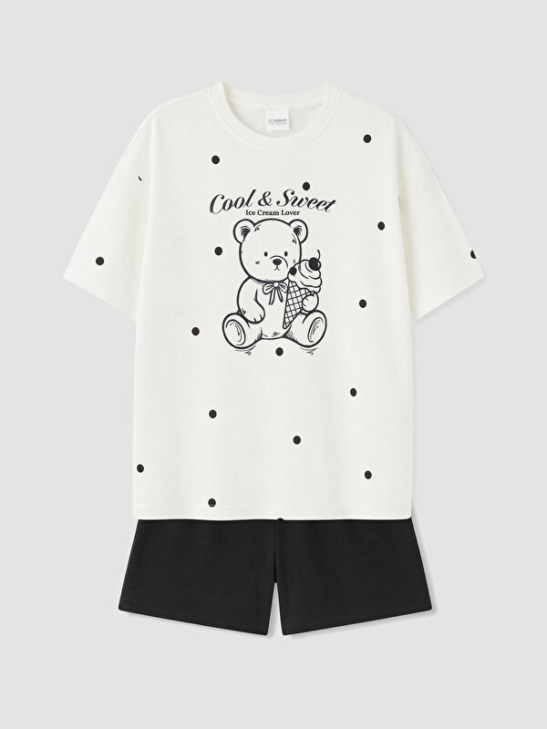LCW Kids Baskılı Kız Çocuk Şortlu Pijama Takım