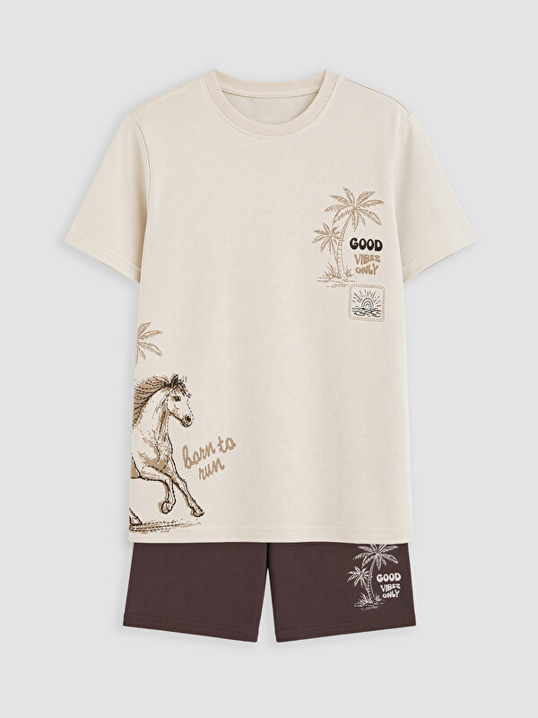LCW Kids Baskılı Erkek Çocuk Şortlu Pijama Takımı