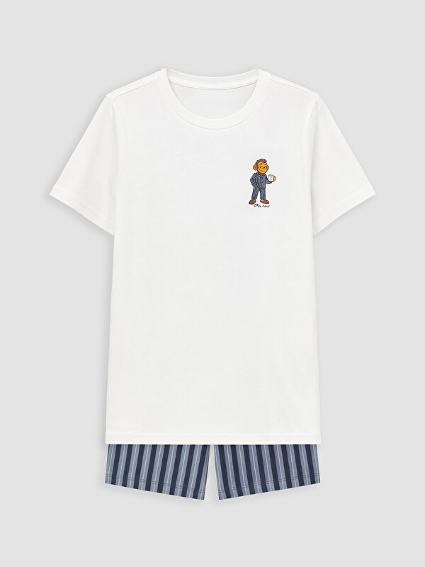 LCW Kids Bisiklet Yaka Erkek Çocuk Şortlu Pijama Takımı