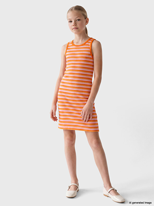 LCW Kids Striped Ribbed Girls' Dress
