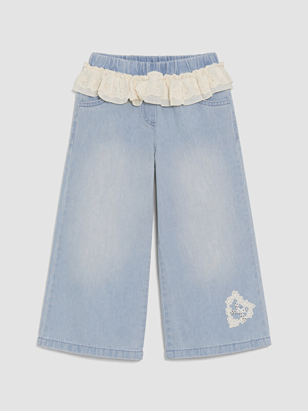 LCW Kids Wideleg Fırfırlı Kız Çocuk Jean Pantolon
