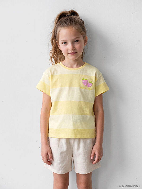 LCW Kids Çizgili Kız Çocuk Tişört
