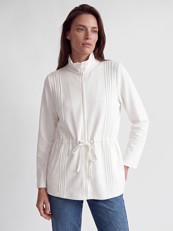 LCW Grace Woman Ecru Zip-Up Sweatshirt
