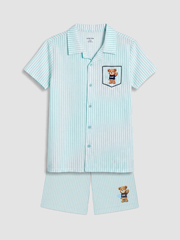 LCW Kids Resort Yaka Erkek Çocuk Şortlu Pijama Takımı