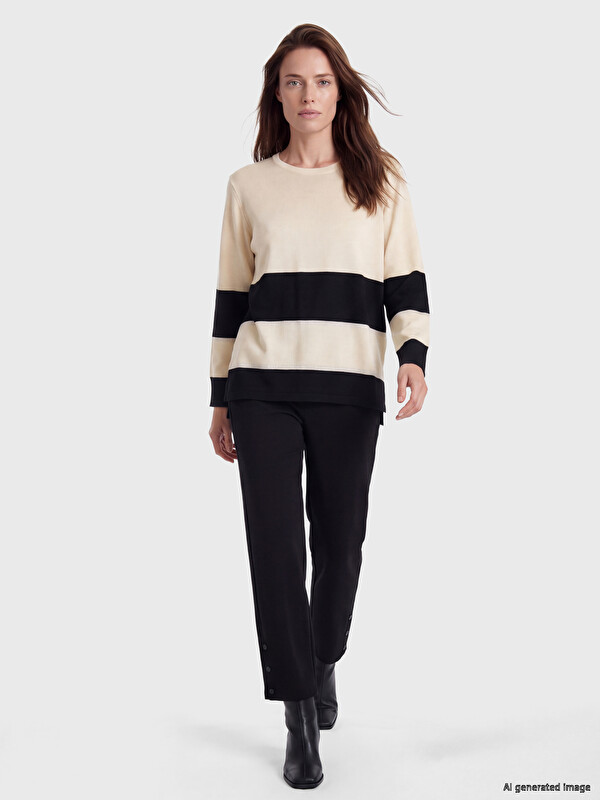 LCW Grace Elastic Waist Wide Leg Women's Trousers