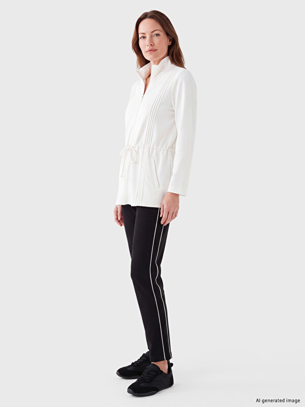 LCW Grace Elastic Waist Stripe Detailed Women's Trousers