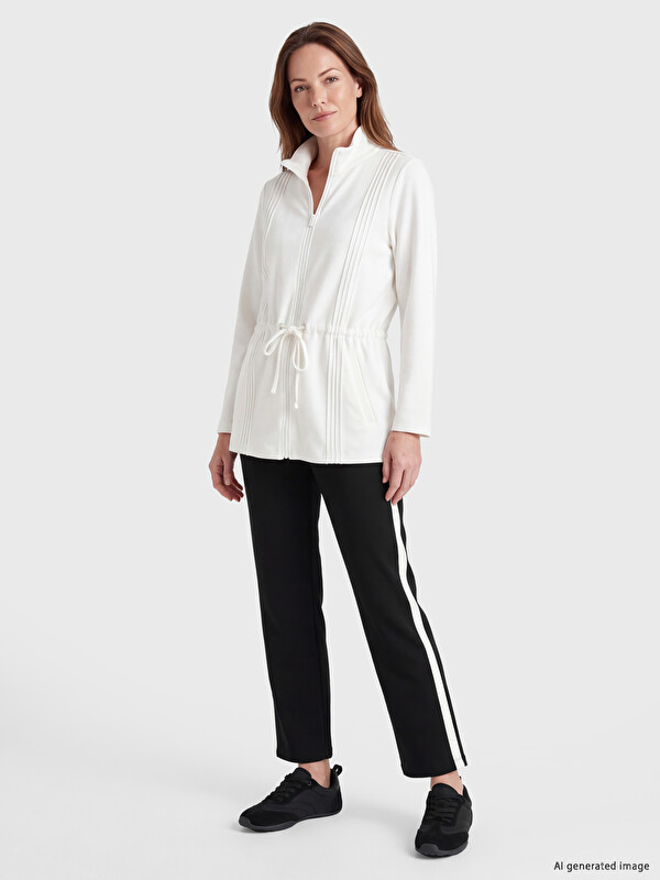 LCW Grace Elastic Waist Stripe Detailed Women's Trousers