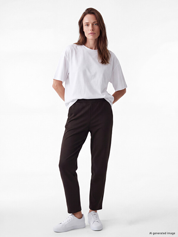 LCW Grace Beli Lastikli Soft Touch Kadın Pantolon