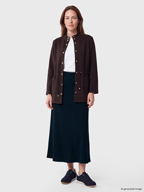 LCW Grace Elastic Waist Modal Textured Flared Skirt