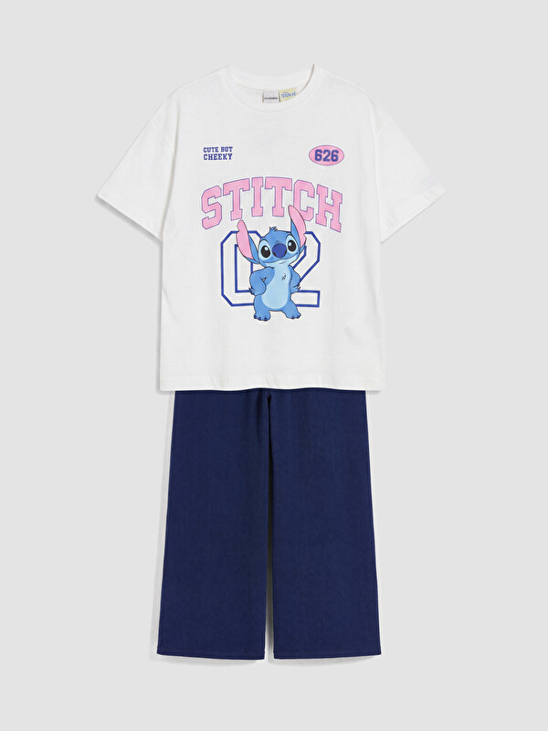 LCW Kids Stitch Baskılı Kız Çocuk Takım