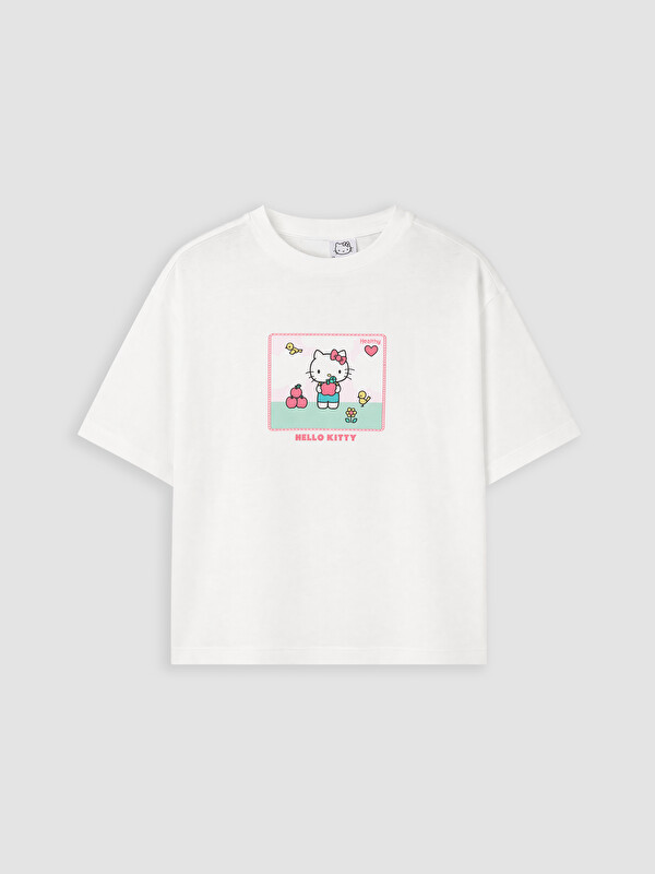 LCW Kids Bisiklet Yaka Hello Kitty Baskılı Kız Çocuk Tişört