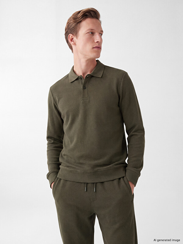 SOUTHBLUE Polo Collar Men's Sweatshirt