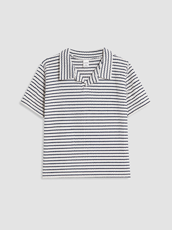 LCW Kids Çizgili Polo Yaka Erkek Çocuk Tişört