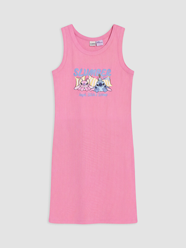 LCW Kids Stitch ve Angel Baskılı Kız Çocuk Elbise