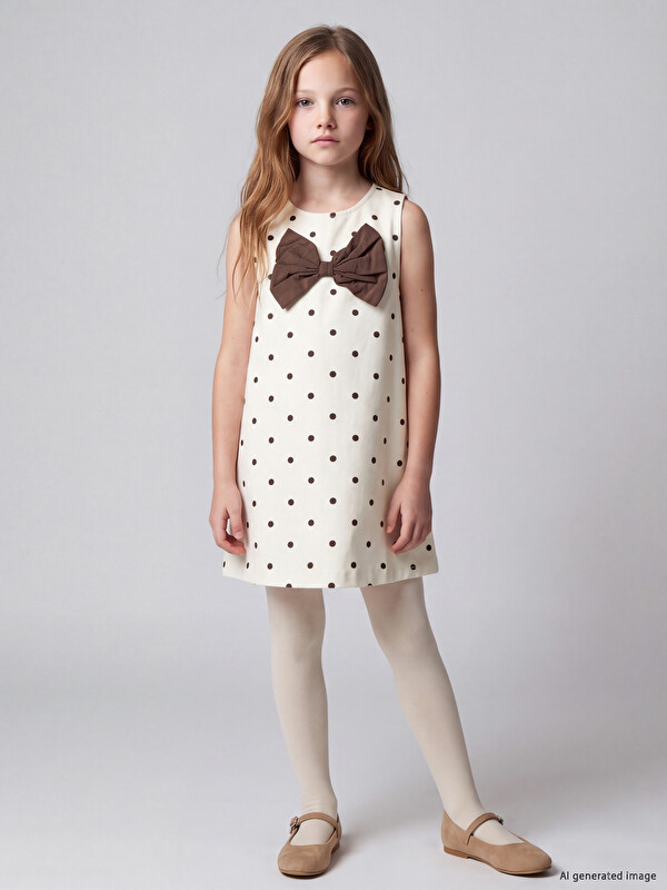 LCW Kids Bowed Polka Dot Girls' Dress