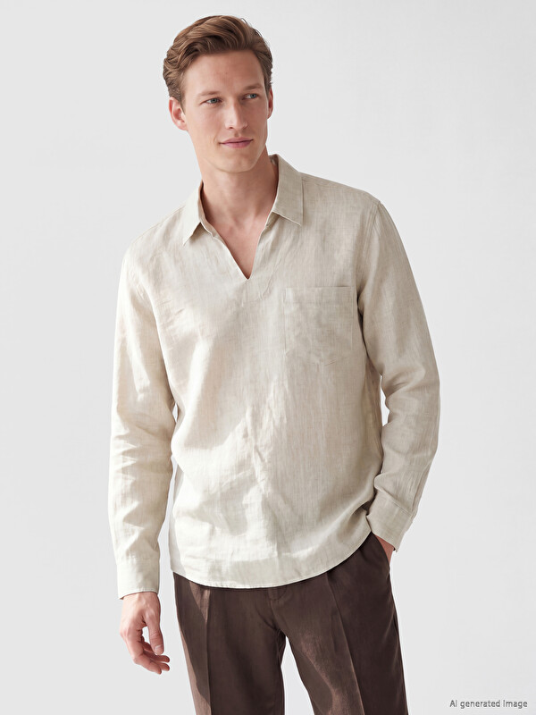 SOUTHBLUE Regular Fit %100 Keten Erkek Gömlek