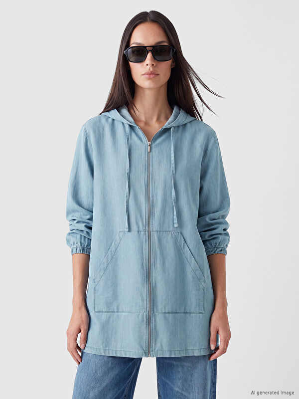 LCW EVERYDAY Hooded Zippered Women's Jean Tunic