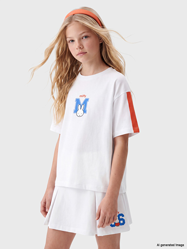 LCW Kids Miffy принтті 100% мақта қыздарға арналған футболка