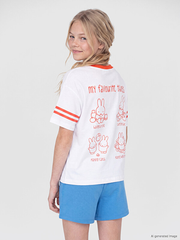 LCW Kids Miffy Лиценцирана Маица за Девојчиња со V-изрез