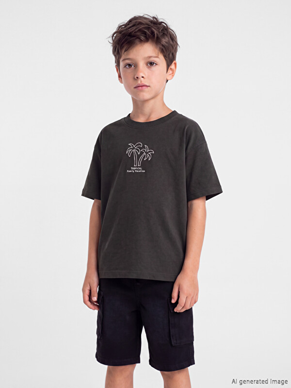 LCW Kids Crew Neck Embroidered Boys' T-Shirt
