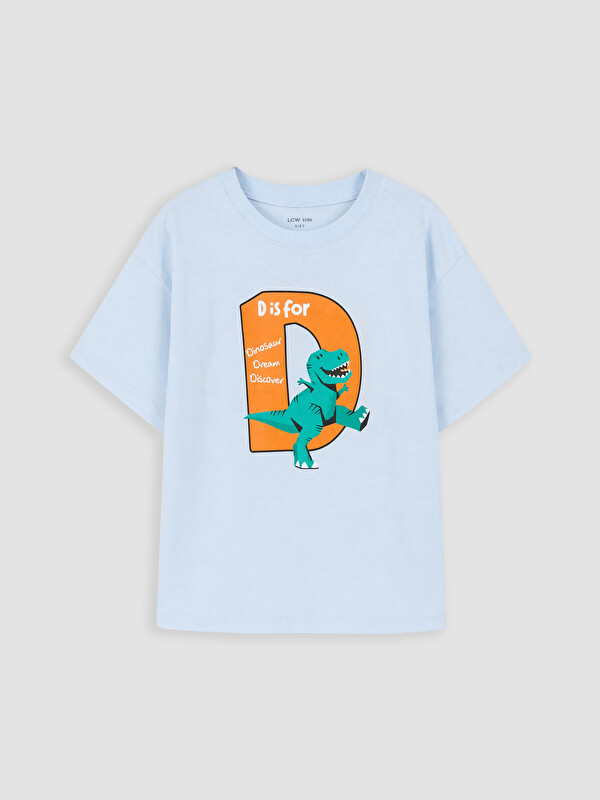 LCW Kids Bisiklet Yaka Baskılı Erkek Çocuk Tişört