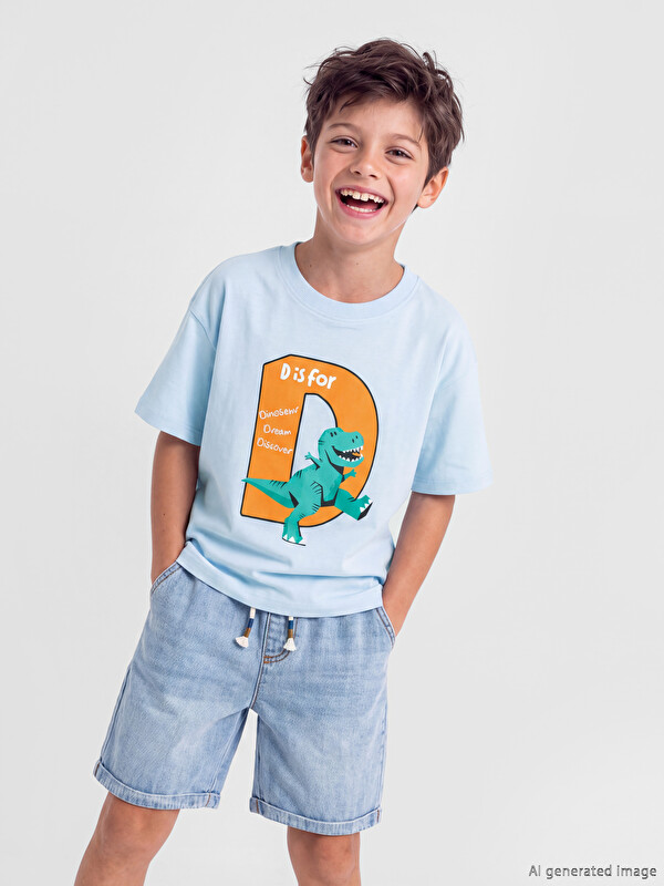 LCW Kids Crew Neck Printed Boys' T-Shirt