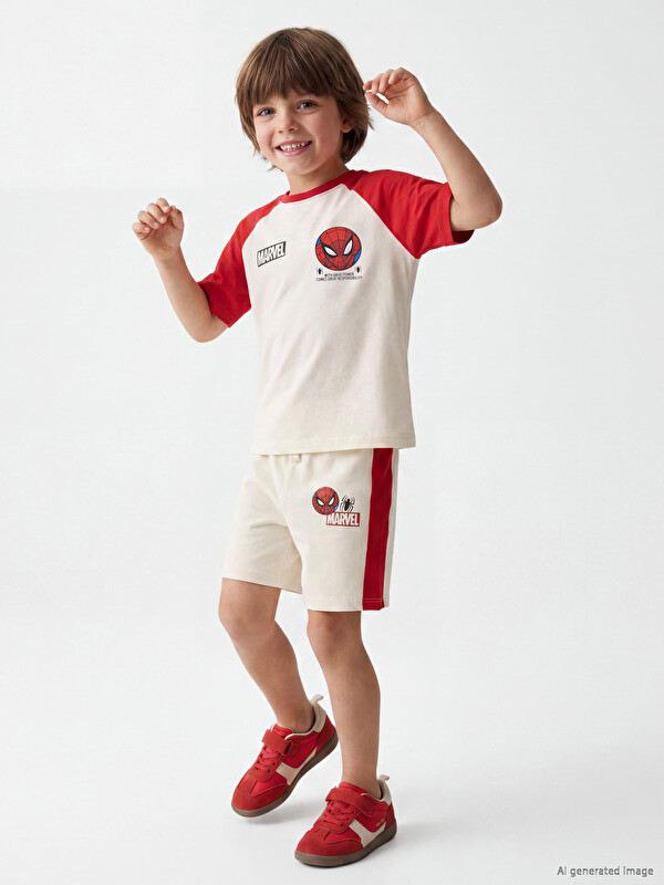 LCW Kids Spider-Man Lisanslı Erkek Çocuk Şortlu Takım