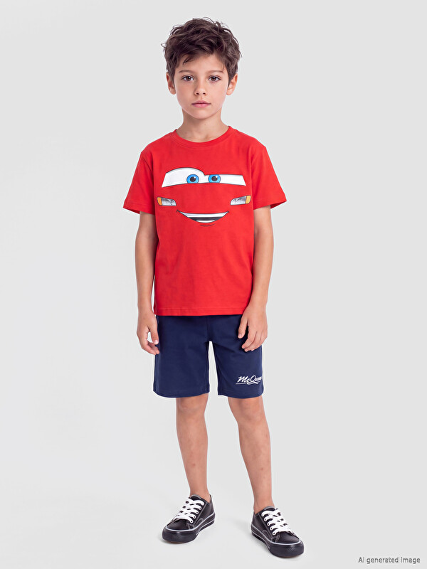 LCW Kids Cars Baskılı Erkek Çocuk Şortlu Pijama Takımı