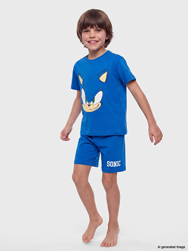 LCW Kids Erkek Çocuk Sonic Baskılı Şortlu Pijama Takımı