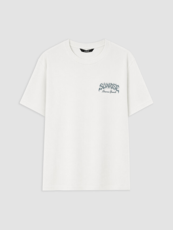 XSIDE Bisiklet Yaka Hawaii Baskılı Erkek Tişört