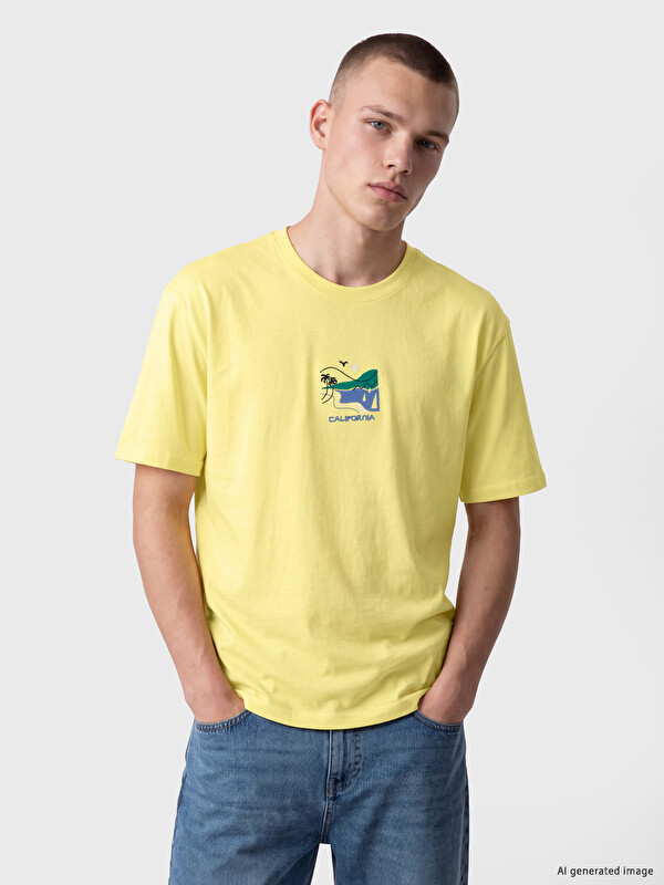 XSIDE Bisiklet Yaka California Baskılı Erkek Tişört