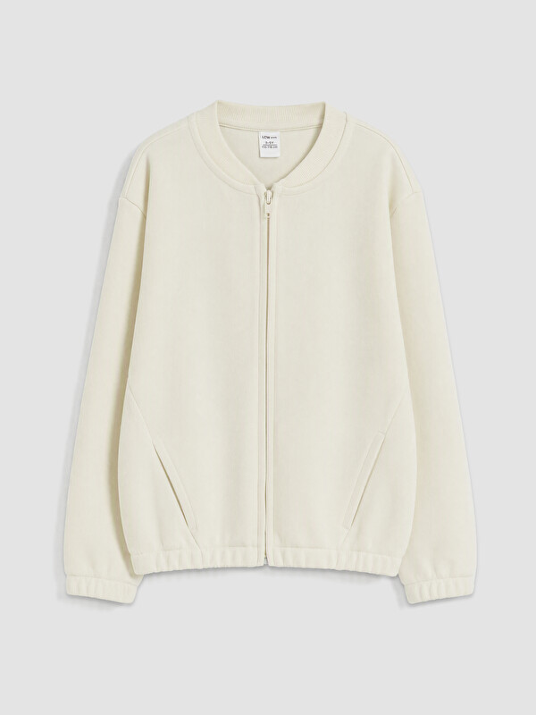 LCW Kids Boy Beige Zip-Up Sweatshirt