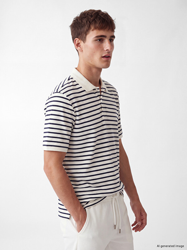 LCW Vision Polo Collar Striped Pique Men's T-Shirt