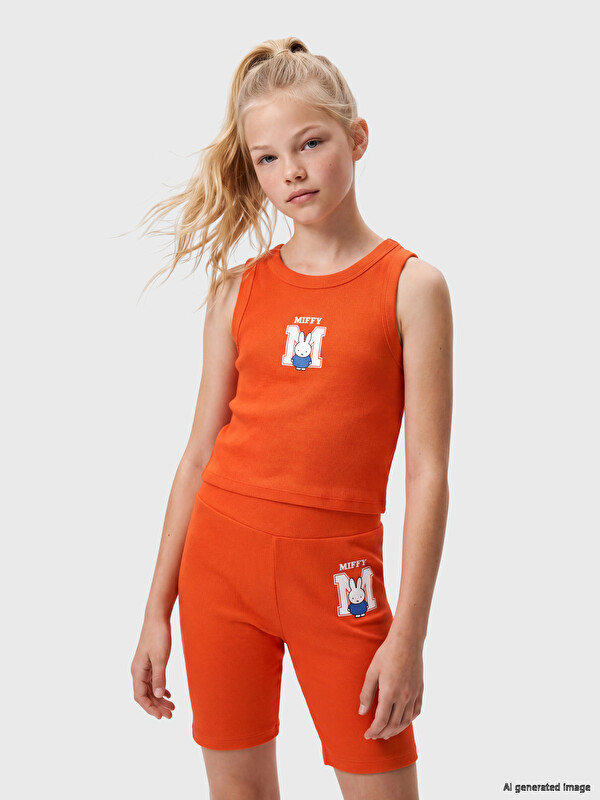 LCW Kids Bisiklet Yaka Miffy Baskılı Kız Çocuk Atlet