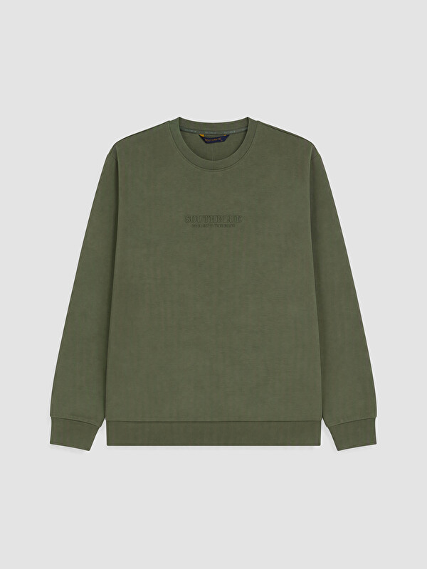 SOUTHBLUE Bisiklet Yaka Baskılı Erkek Sweatshirt