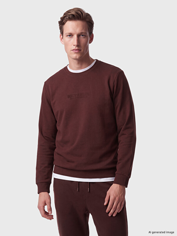 SOUTHBLUE Bisiklet Yaka Baskılı Sweatshirt