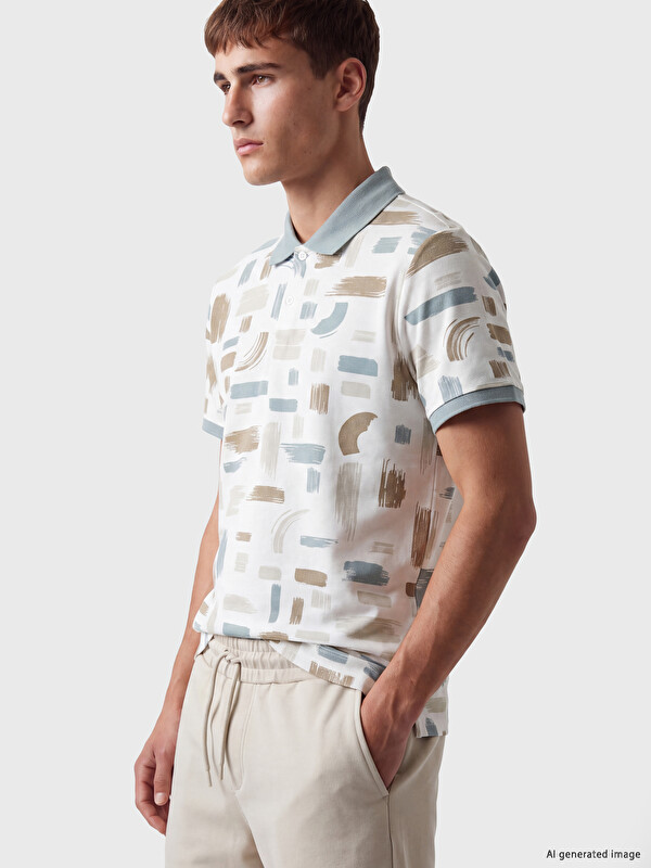 LCW Vision Polo Collar Patterned Pique Men's T-Shirt